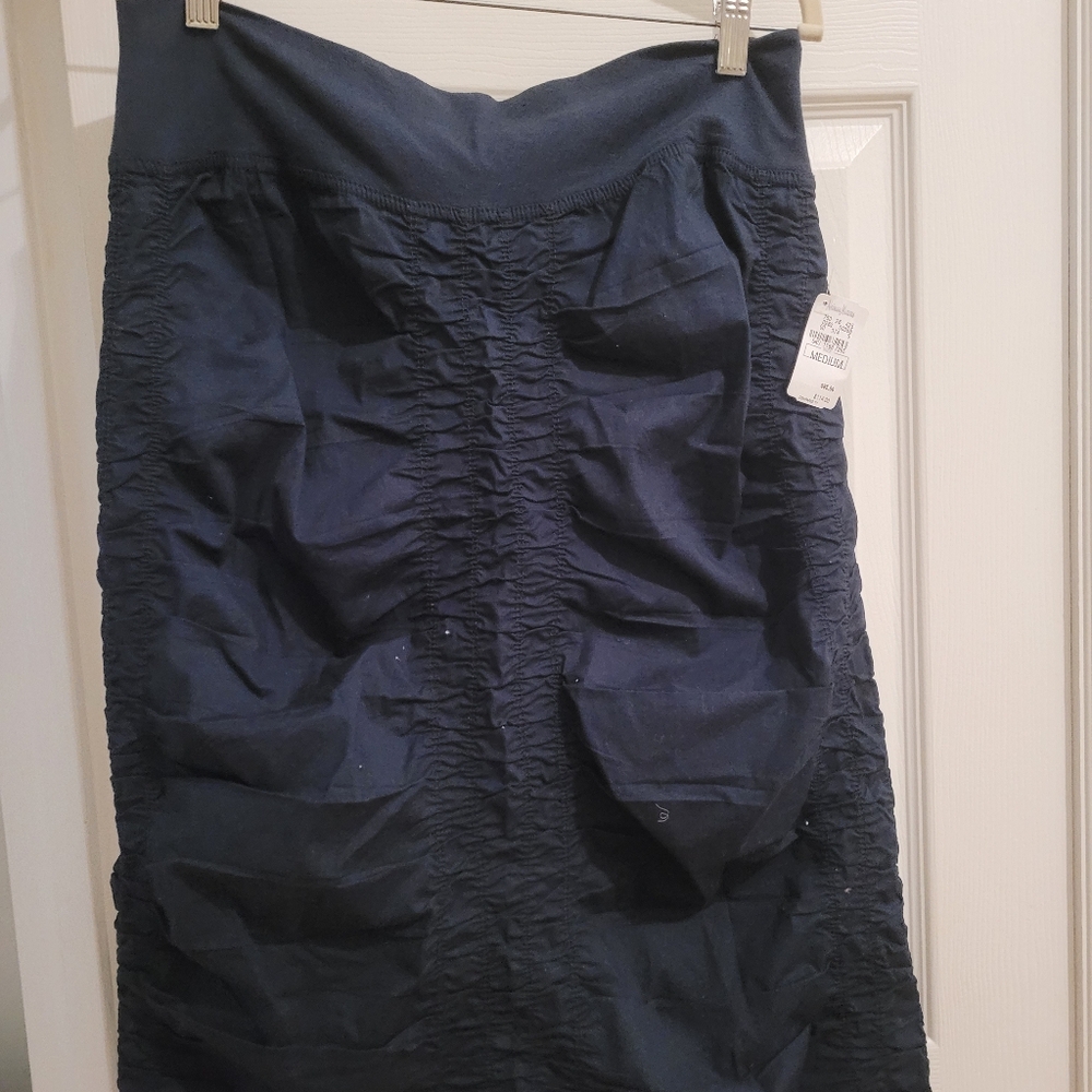 XCVI Stretch Poplin Double Shirred Panel Skirt Medium